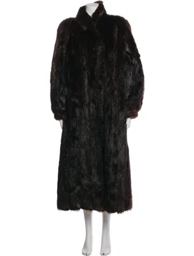 Pre-owned Neiman Marcus Fur Faux Fur Coat In Brown