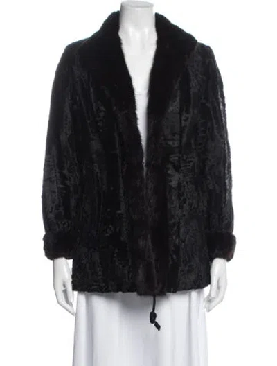 Pre-owned Neiman Marcus Fur Faux Fur Jacket In Black