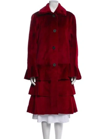 Pre-owned Neiman Marcus Fur Trench Coat In Red