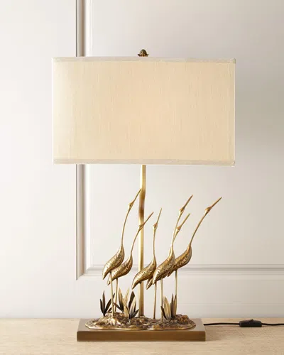 Neiman Marcus Gathering Of Cranes Lamp In Antique Brass