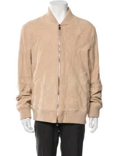 Pre-owned Neiman Marcus Goat Leather Bomber Jacket In Brown