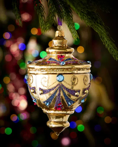 Neiman Marcus Gold Metallic With Plum Accent Ornament