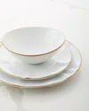 Neiman Marcus Gold Rim 12-piece Dinnerware Set In White