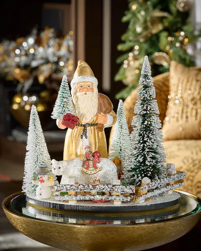 Neiman Marcus Gold Santa With Polar Bear In Multi