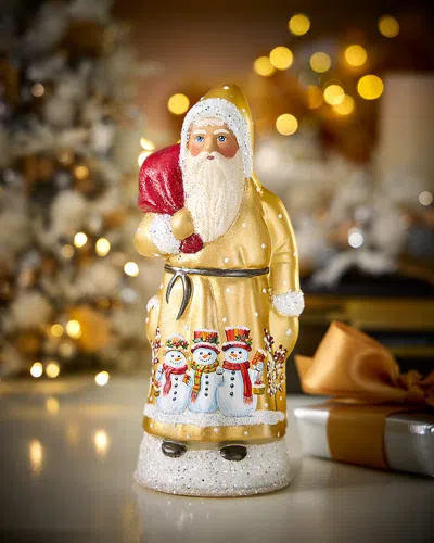 Neiman Marcus Gold Santa With Snowman Group In Multi