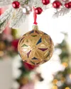 Neiman Marcus Golden Glow Diamond Glass Christmas Ornament In Gold