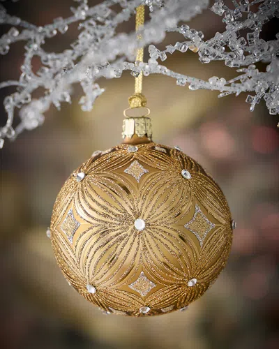 Neiman Marcus Golden Halo Glass Ornament In Brown