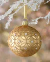 Neiman Marcus Golden Lace Diamond Glitter Glass Ornament In Gold
