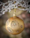 Neiman Marcus Golden Spark Burst Glass Ornament In Gold