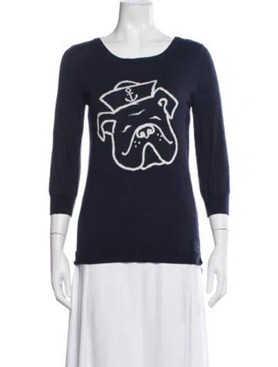 Pre-owned Neiman Marcus Graphic Print Crew Neck Sweater In Blue