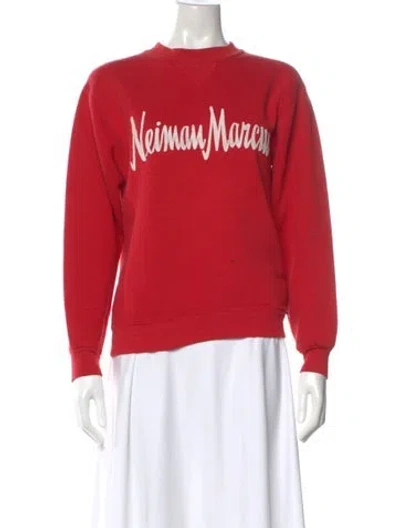 Pre-owned Neiman Marcus Graphic Print Crew Neck Sweater In Red