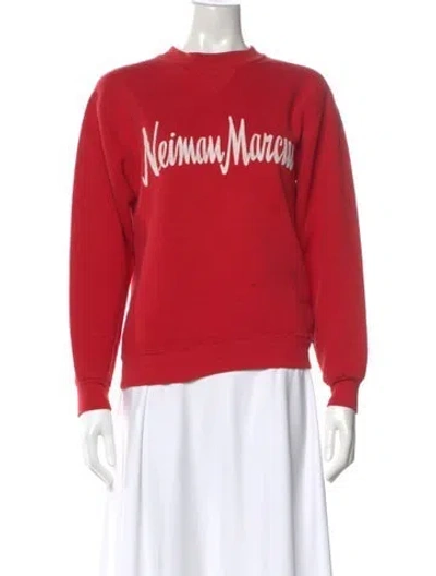 Pre-owned Neiman Marcus Graphic Print Crew Neck Sweater In Red