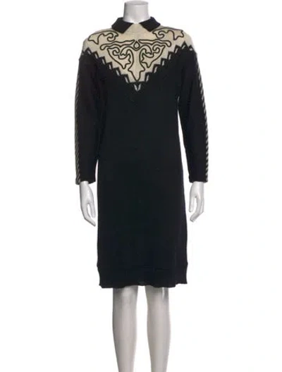 Pre-owned Neiman Marcus Graphic Print Knee-length Dress In Black