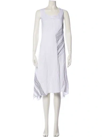 Pre-owned Neiman Marcus Graphic Print Midi Length Dress In White