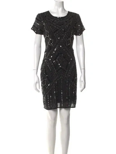 Pre-owned Neiman Marcus Graphic Print Mini Dress In Black