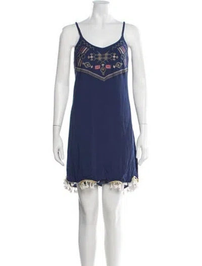 Pre-owned Neiman Marcus Graphic Print Mini Dress In Blue