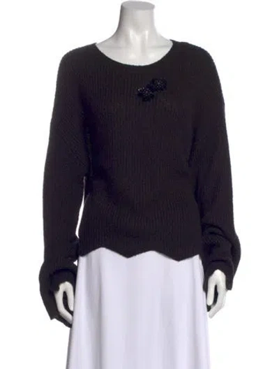 Pre-owned Neiman Marcus Graphic Print Scoop Neck Sweater In Black