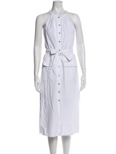 Pre-owned Neiman Marcus Halterneck Midi Length Dress W/ Tags In White