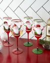 Neiman Marcus Hand-painted Santa Wine Glasses, Set Of 4