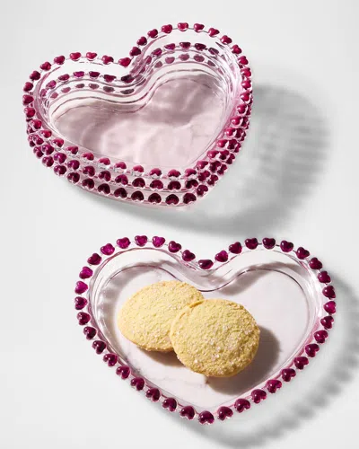 Neiman Marcus Heart-shaped Dessert Plates, Set Of 4 In Pink
