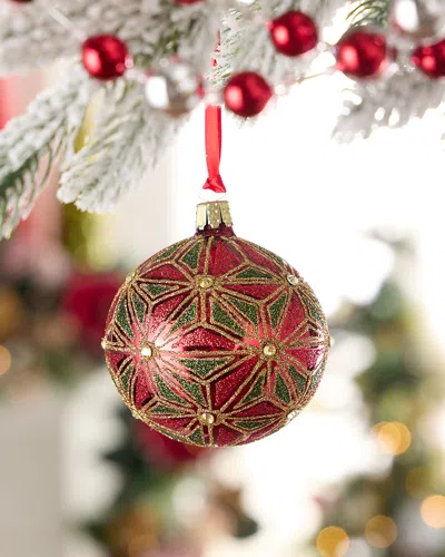 Neiman Marcus Holiday Radiance Glass Christmas Ornament In Red
