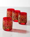 Neiman Marcus Holiday Red Double Old Fashioned Glasses, Set Of 4 In Red