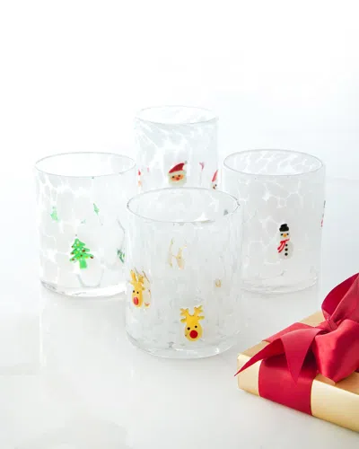 Neiman Marcus Holiday Small Tumblers, Set Of 4 In Multi