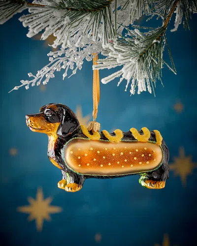 Neiman Marcus Hot Dog Dachshund Christmas Ornament In Gold