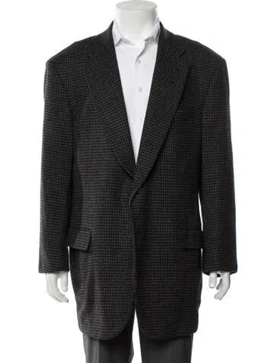 Pre-owned Neiman Marcus Houndstooth Print Blazer In Gray