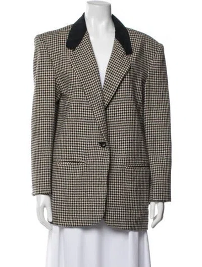 Pre-owned Neiman Marcus Houndstooth Print Blazer In Neutral