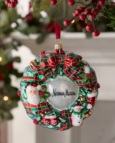 Neiman Marcus Jolly Wreath 2024 Christmas Ornament In Blue