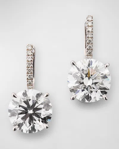 Neiman Marcus Lab Grown Diamonds Lab Grown Diamond 18k White Gold Drop Earrings, 6.0tcw In Metallic