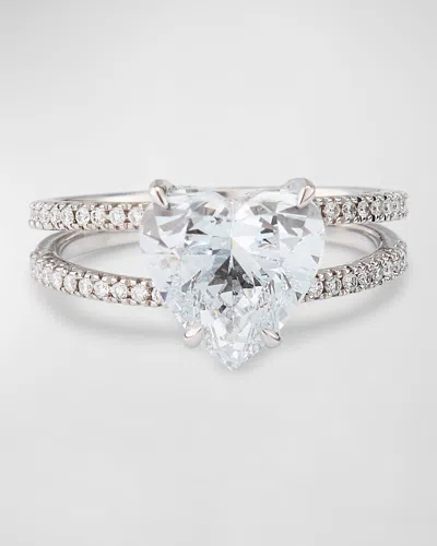 Neiman Marcus Lab Grown Diamonds Lab Grown Diamond 18k White Gold Heart Ring, 3.31 Tcw In Noclr