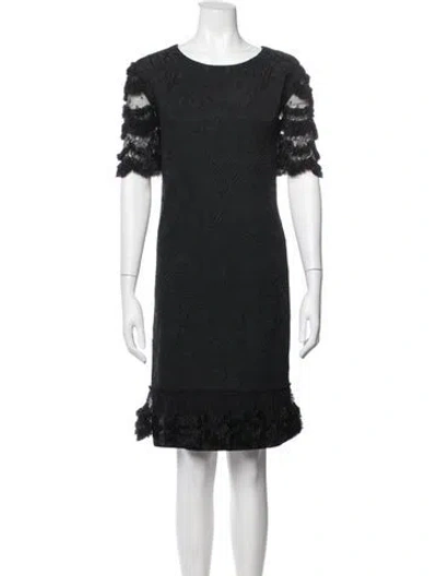 Pre-owned Neiman Marcus Lace Knee-length Dress In Black