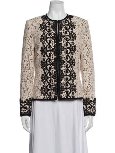 Pre-owned Neiman Marcus Lace Lace Pattern Jacket In Neutrals