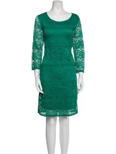 Pre-owned Neiman Marcus Lace Pattern Knee-length Dress In Green