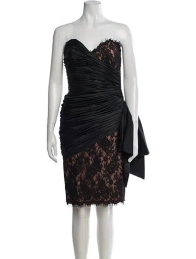 Pre-owned Neiman Marcus Lace Pattern Mini Dress In Black