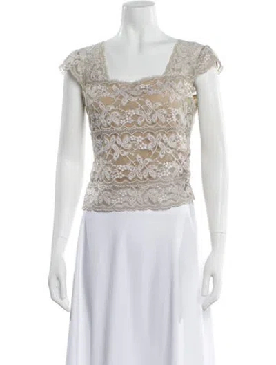 Pre-owned Neiman Marcus Lace Pattern Square Neckline Blouse In Multi