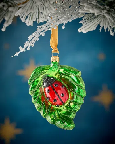 Neiman Marcus Ladybug Leaf Christmas Ornament
