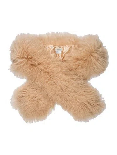 Pre-owned Neiman Marcus Lamb Fur Shawl In Neutral
