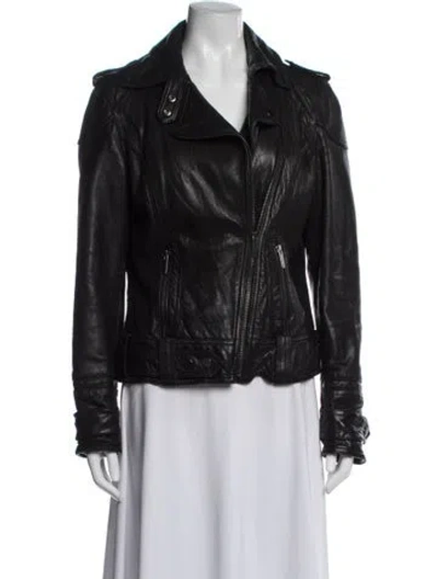 Pre-owned Neiman Marcus Lamb Leather Biker Jacket In Black