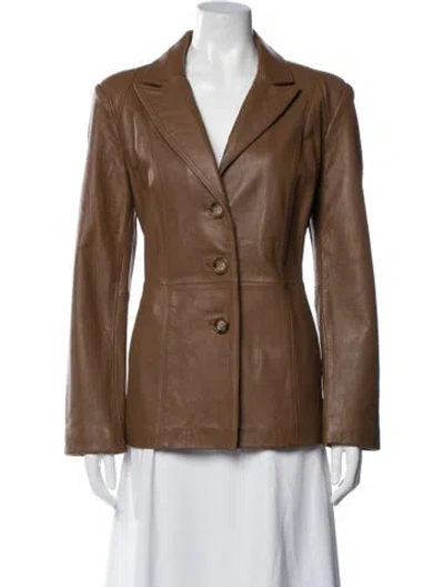 Pre-owned Neiman Marcus Lamb Leather Blazer In Brown