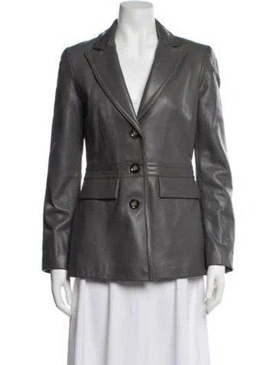 Pre-owned Neiman Marcus Lamb Leather Blazer In Grey