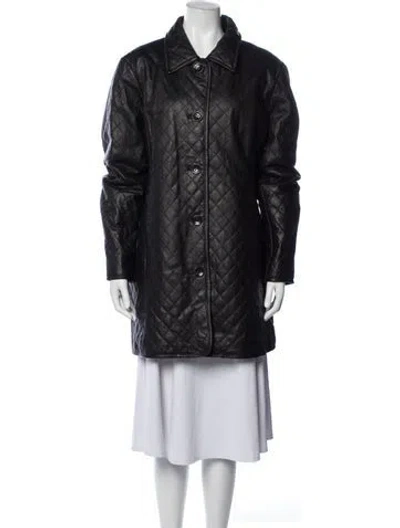 Pre-owned Neiman Marcus Lamb Leather Coat In Black