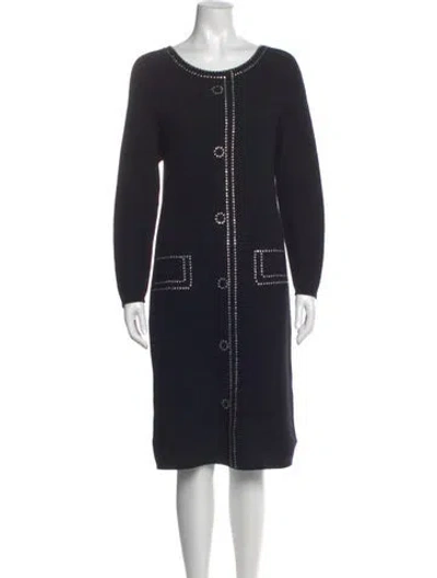 Pre-owned Neiman Marcus Lamb Leather Midi Length Dress In Black