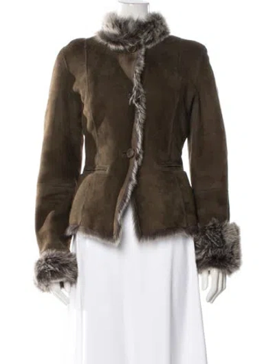 Pre-owned Neiman Marcus Lambskin Faux Fur Jacket In Brown