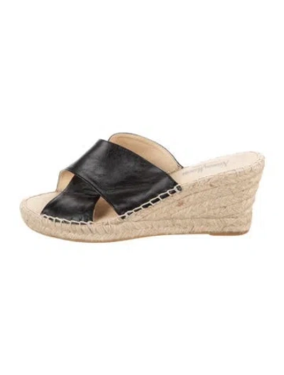 Pre-owned Neiman Marcus Leather Animal Print Espadrilles In Blue