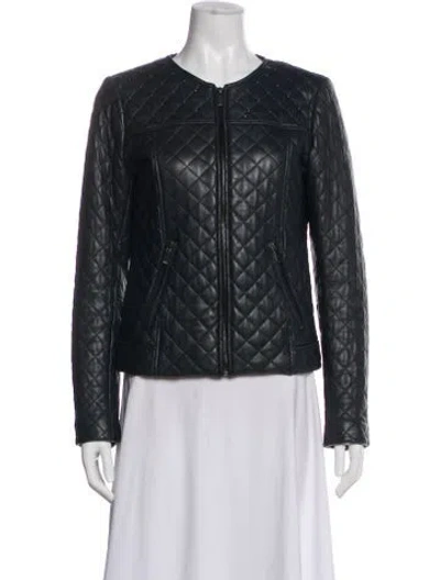 Pre-owned Neiman Marcus Leather Biker Jacket In Black