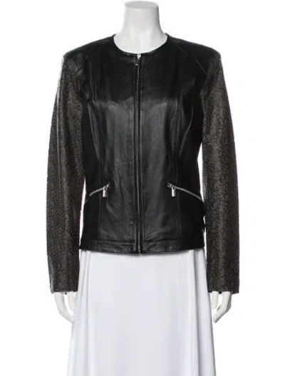 Pre-owned Neiman Marcus Leather Biker Jacket In Black