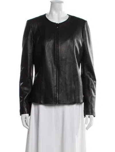 Pre-owned Neiman Marcus Leather Biker Jacket In Black